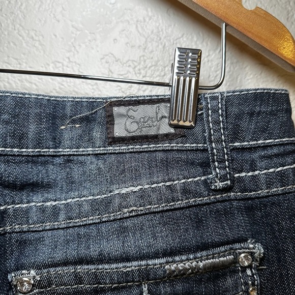 Earl Jeans Women's Size 12 Capri Crop Jeans Stretch Mid-Rise Rhinestone Y2K - Picture 5 of 6